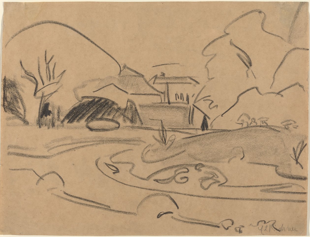Gångstigar och paviljong i Dresden Grosser Garten av Ernst Ludwig Kirchner