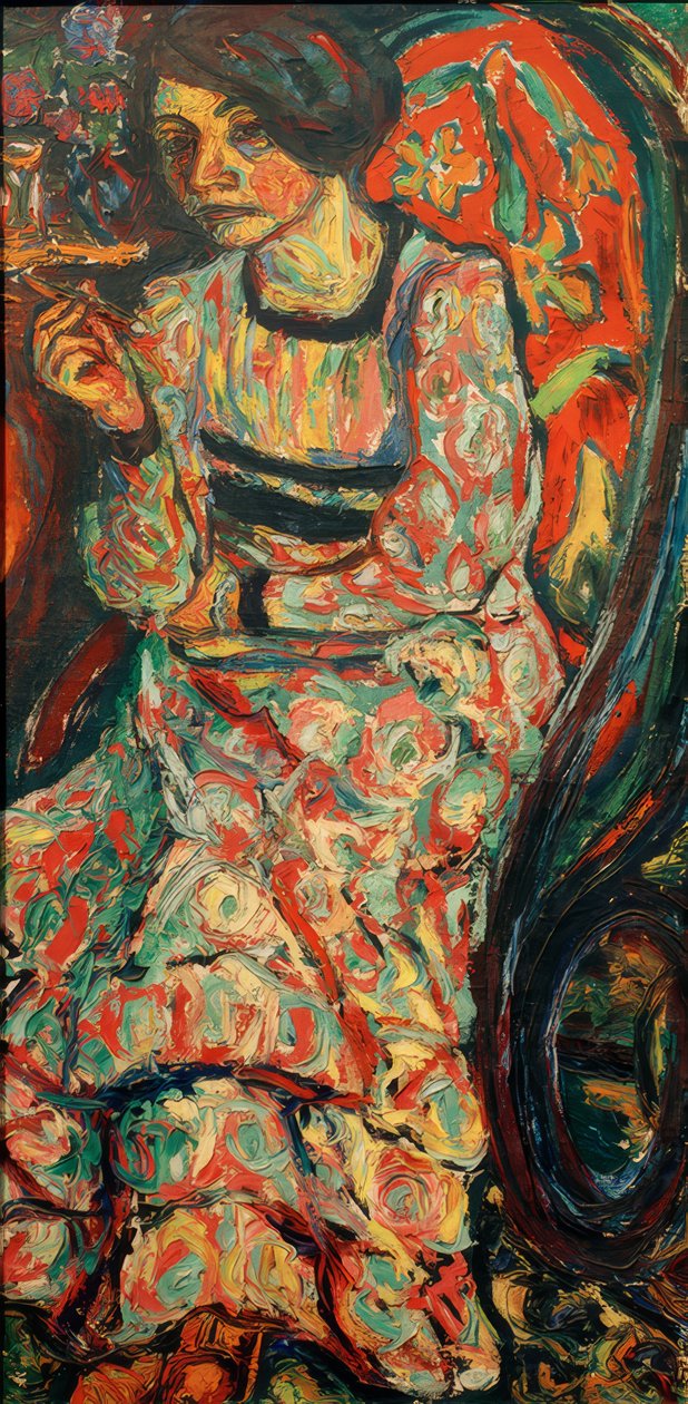 Kvinna i en gungstol (Emmi Frisch) av Ernst Ludwig Kirchner