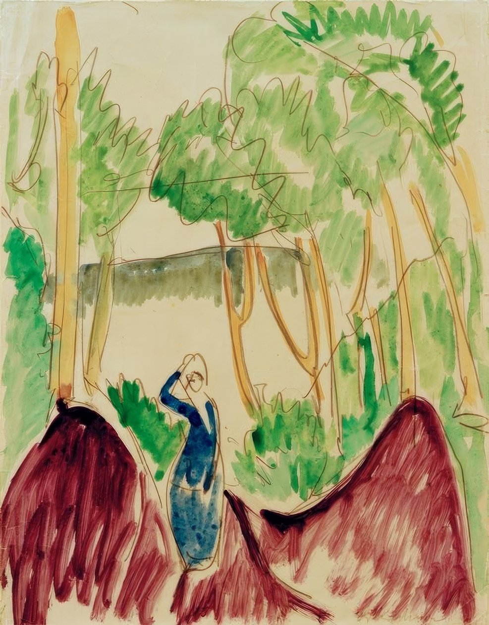 Kvinna i sanddynerna på Fehmarn av Ernst Ludwig Kirchner