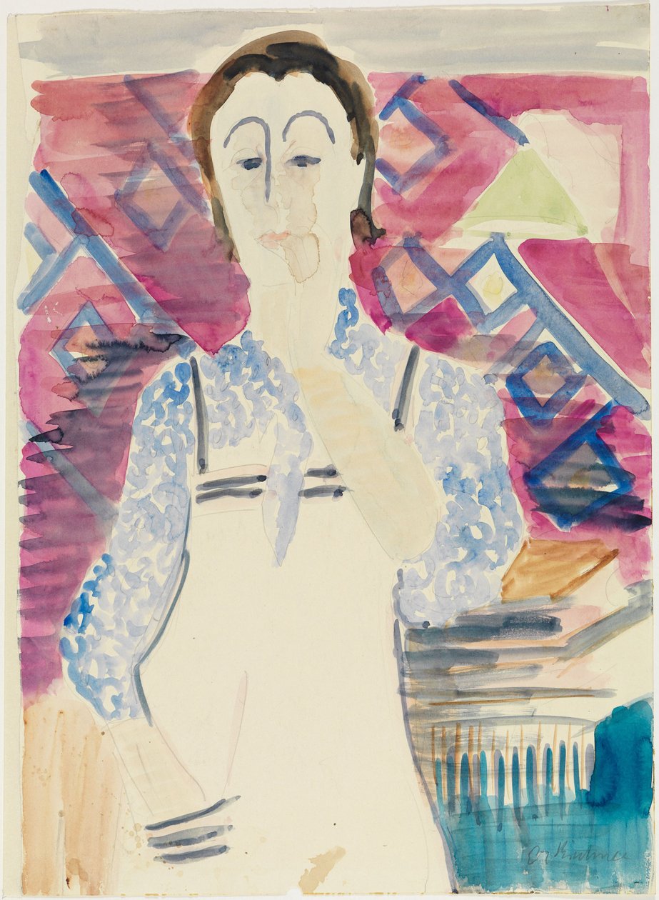 Kvinna med förkläde (Erna Kirchner) av Ernst Ludwig Kirchner