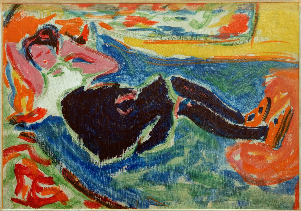 Kvinna med svarta strumpor av Ernst Ludwig Kirchner