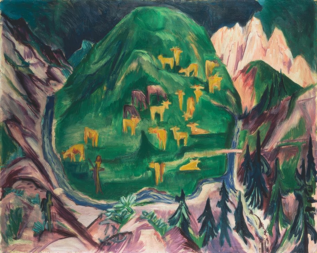 Galtvieh betesmark av Ernst Ludwig Kirchner
