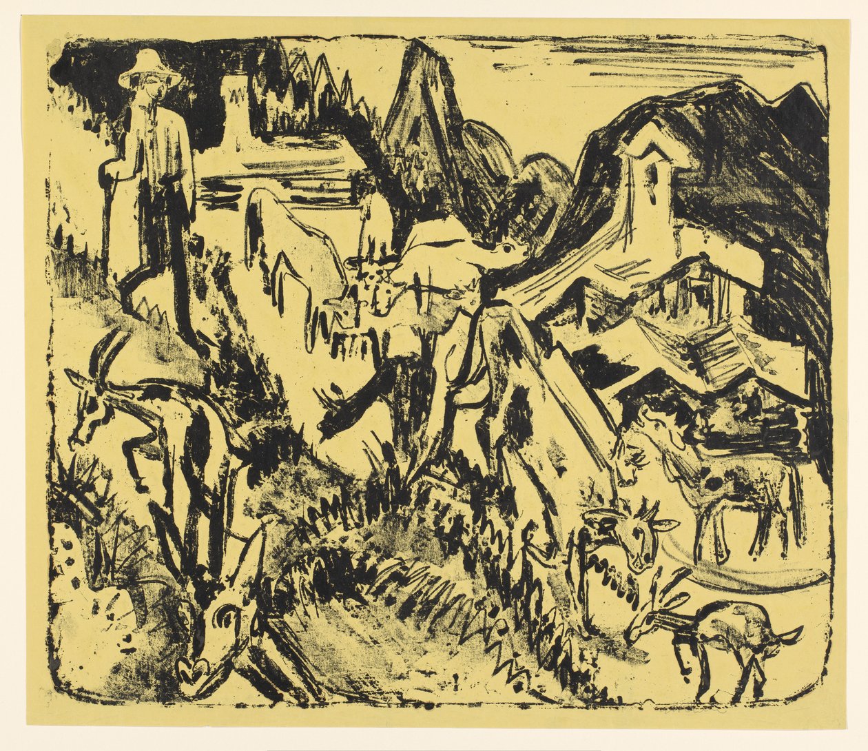 Getherde med sin flock i bergen av Ernst Ludwig Kirchner