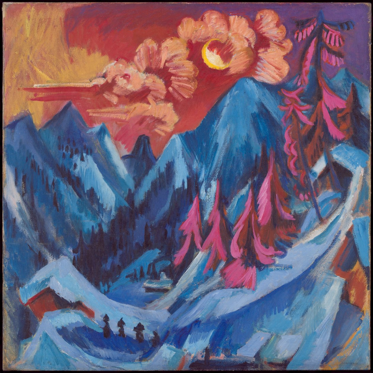 Tyska: Wintermondlandschaft Vinterlandskap i månsken av Ernst Ludwig Kirchner