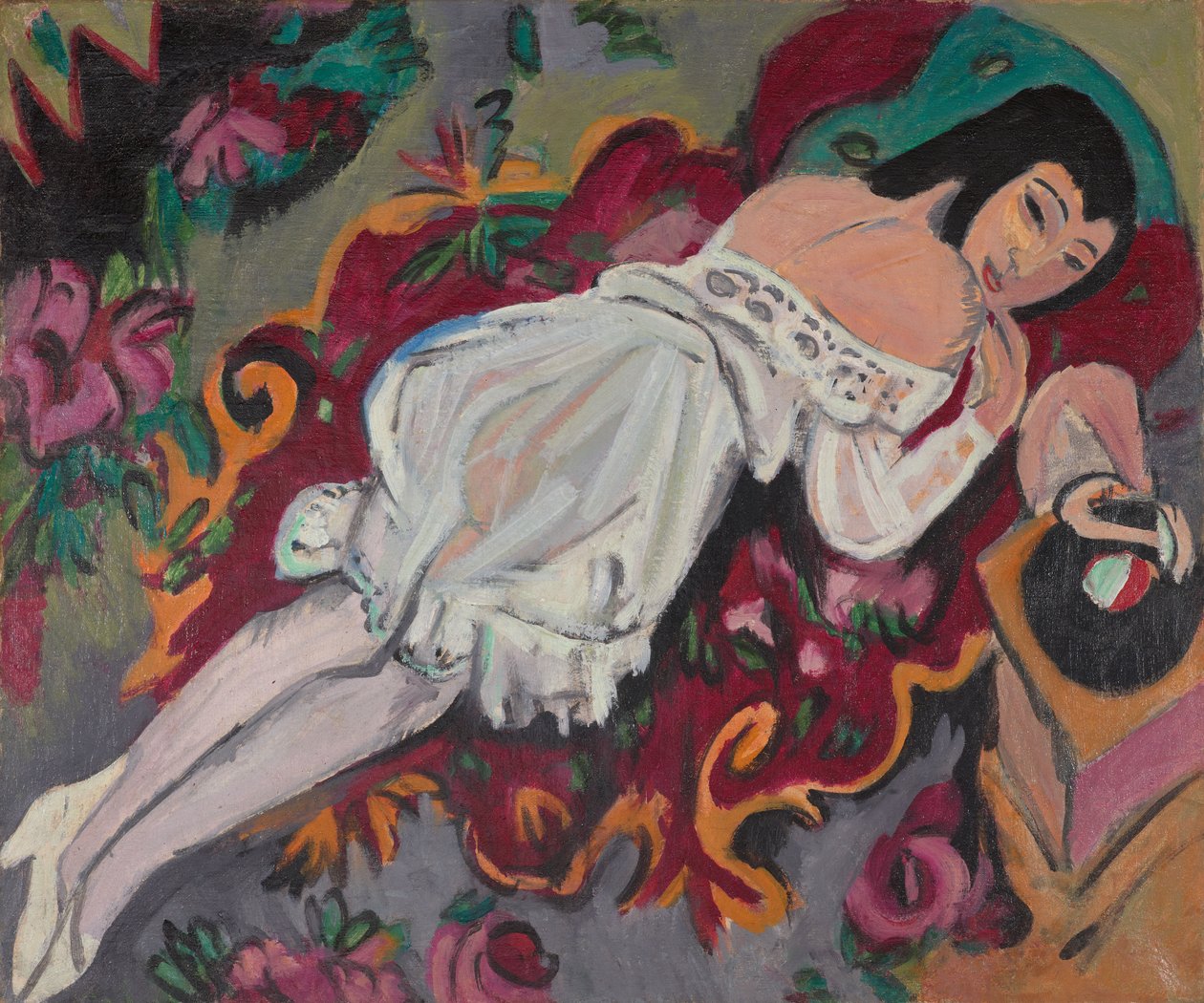 Flicka i vit underklänning av Ernst Ludwig Kirchner