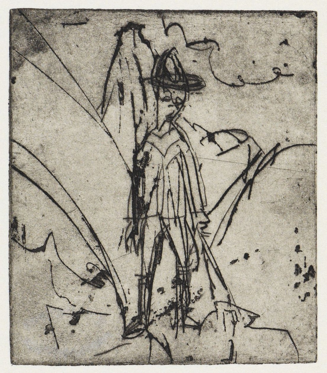 Herde framför berget/Hus med getter - Stafelalp av Ernst Ludwig Kirchner