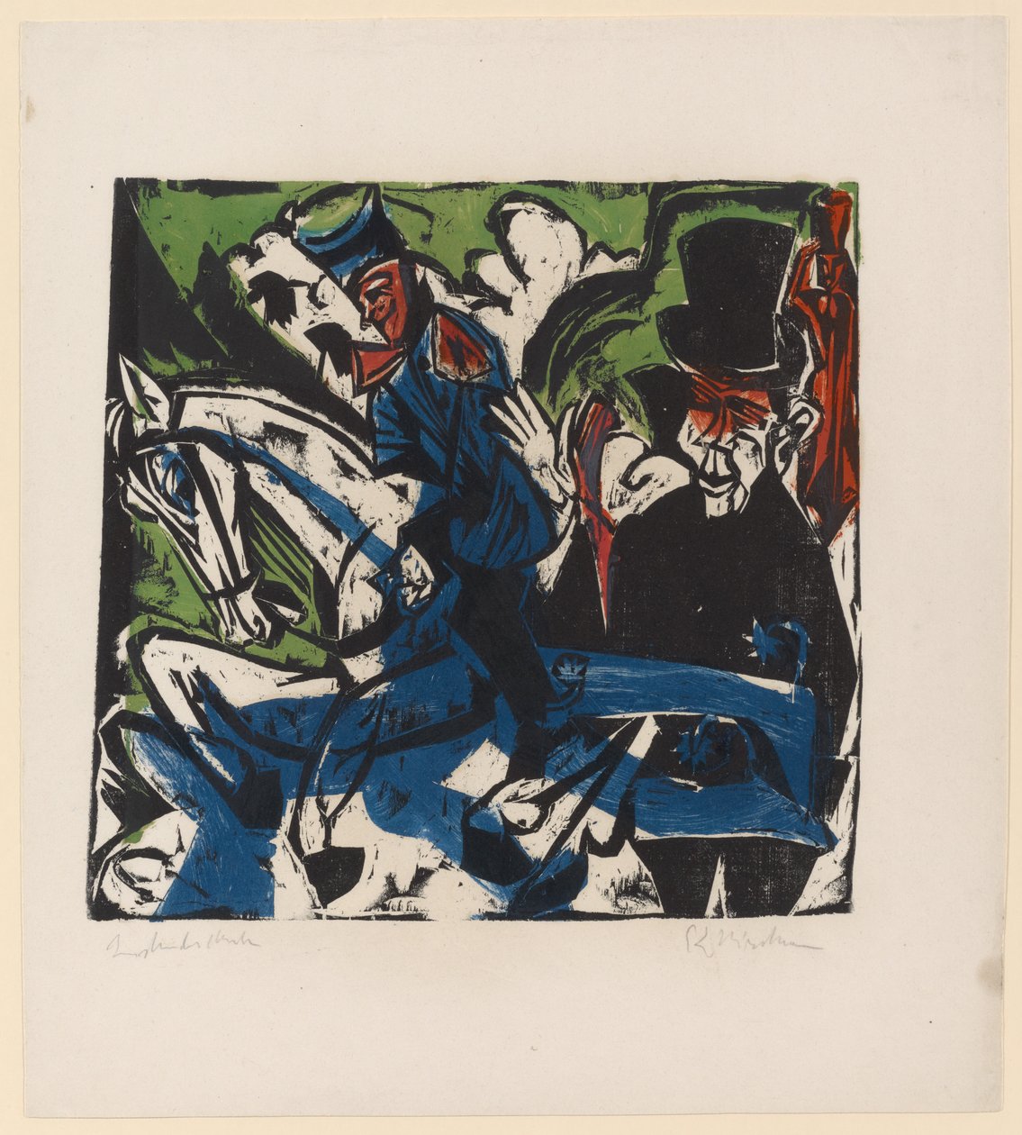 Illustration för Peter Schlemihl av Adalbert von Chamisso, 1915 (träsnitt i färg) av Ernst Ludwig Kirchner
