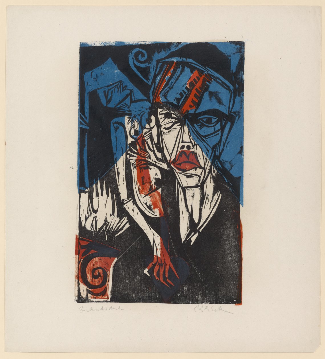 Illustration för Peter Schlemihl av Adalbert von Chamisso, 1915 (träsnitt i färg) av Ernst Ludwig Kirchner