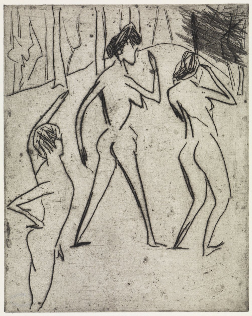 Badande som går in i skogen/Hippodrom av Ernst Ludwig Kirchner