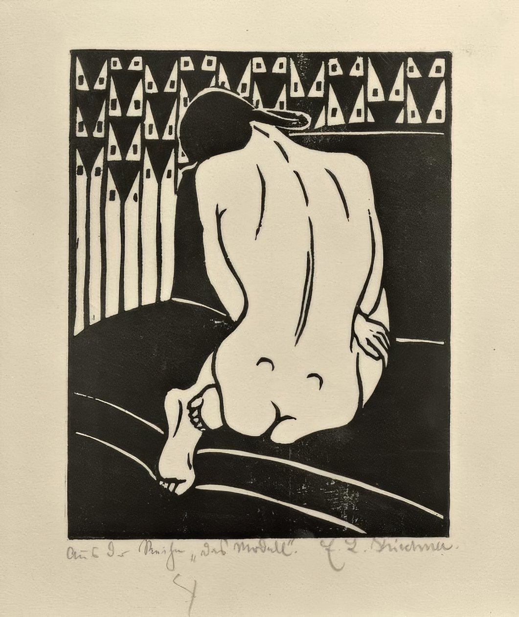Hukande handling, sedd bakifrån av Ernst Ludwig Kirchner