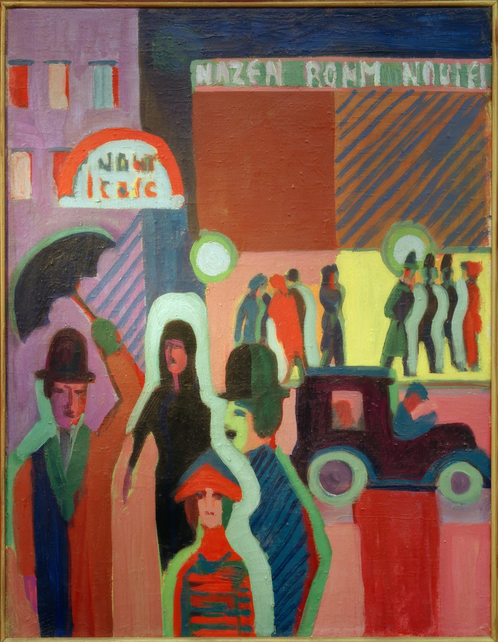 Varuhus i regnet av Ernst Ludwig Kirchner