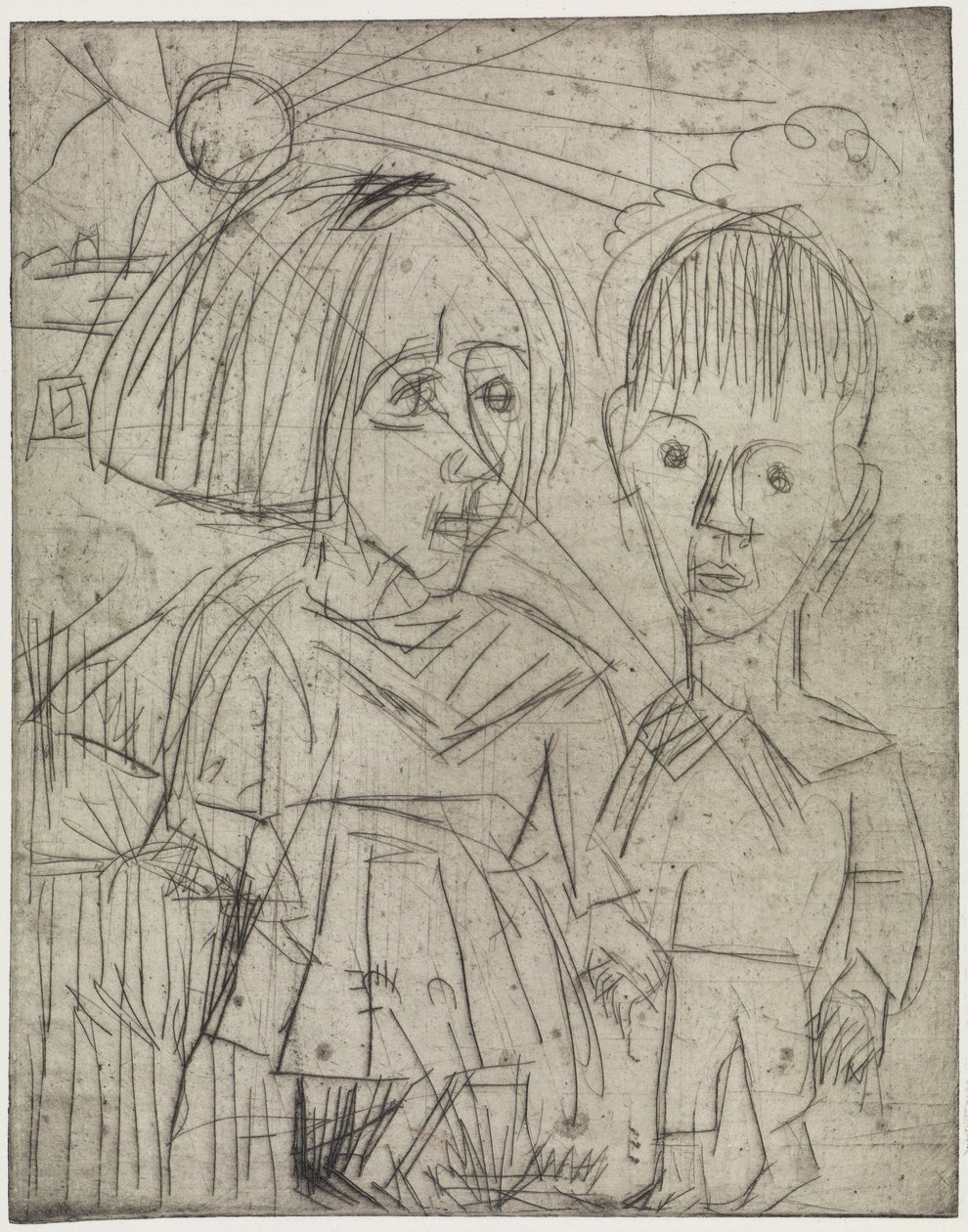 Barn vid solnedgången / Människor på berget av Ernst Ludwig Kirchner