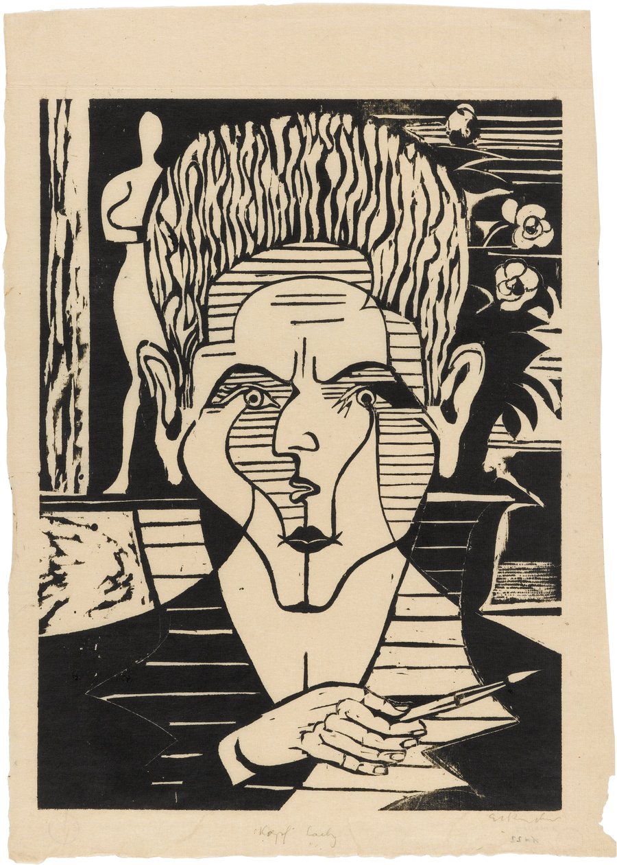 Huvud av Christian Anton Laely (1913-1992) av Ernst Ludwig Kirchner