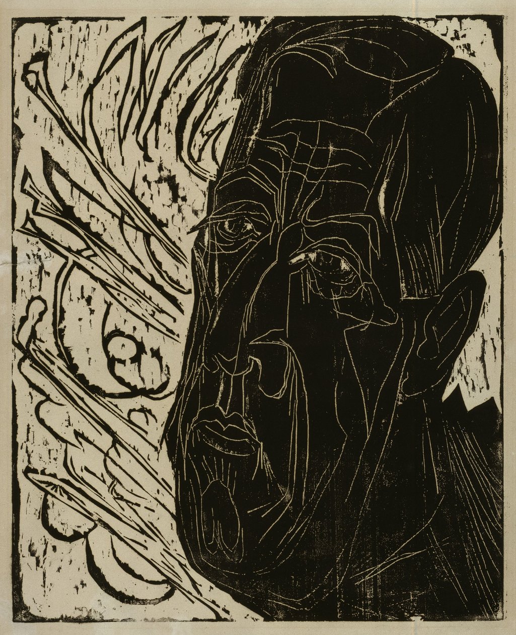 Huvud av Henry van de Velde (mörkt) – Svart van de Velde-huvud av Ernst Ludwig Kirchner