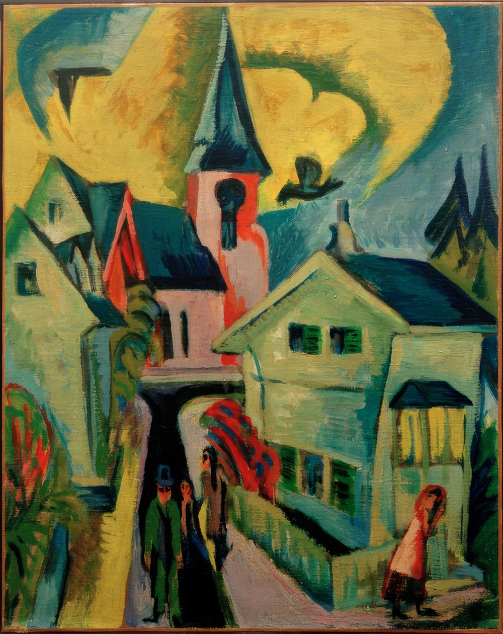 Königstein med röd kyrka av Ernst Ludwig Kirchner