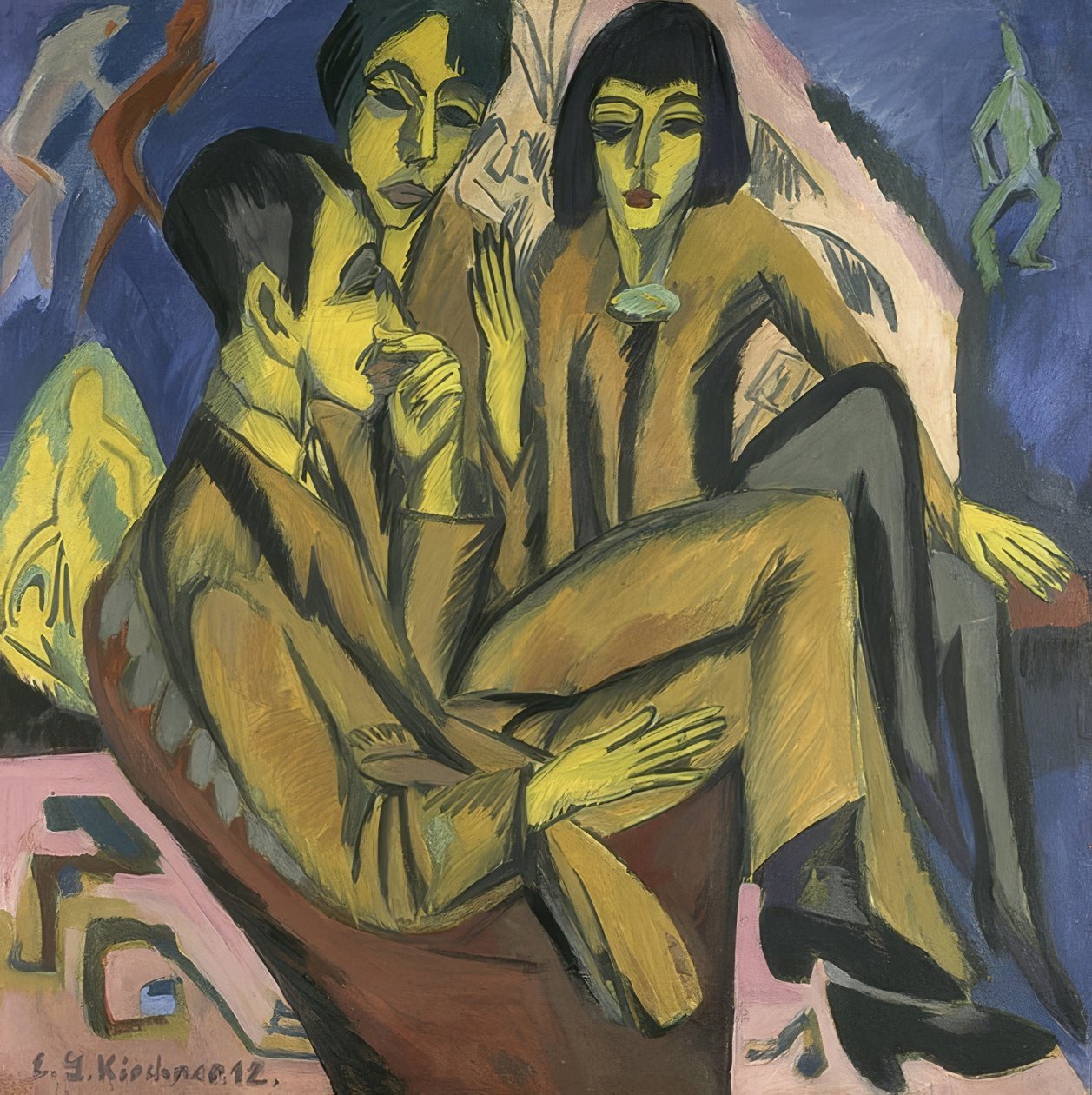 Konstnärsgrupp (underhållning av artister). 1913 av Ernst Ludwig Kirchner