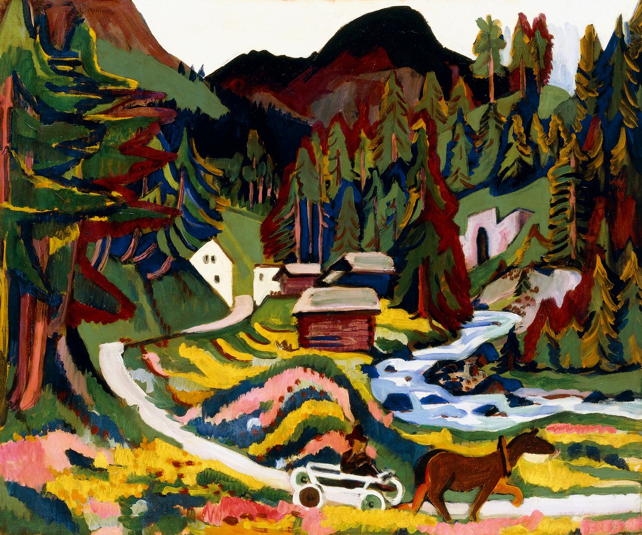 Landskap på våren, Sertig, 1924-25 av Ernst Ludwig Kirchner
