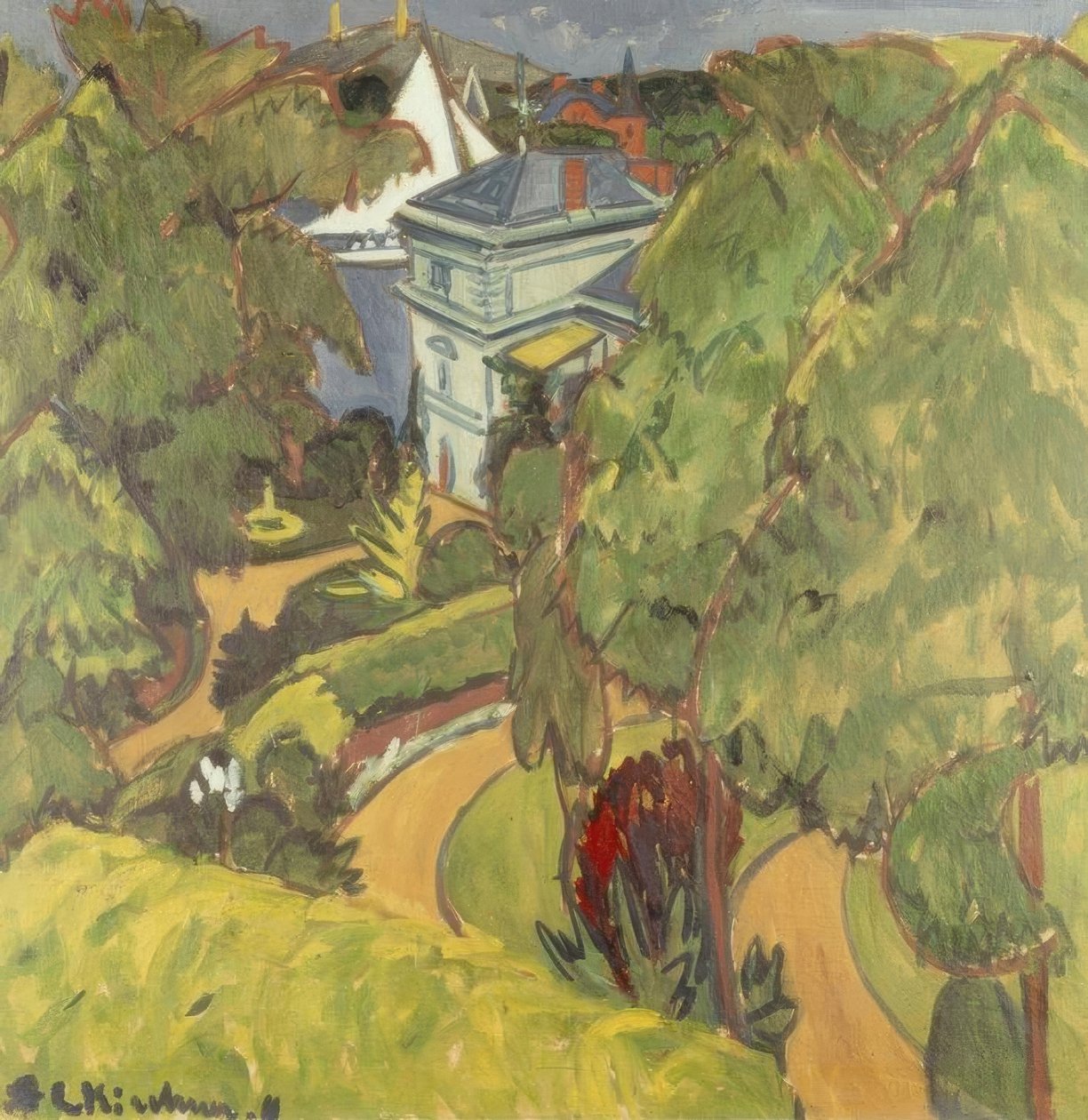 Landskap (villa nära Grünau) av Ernst Ludwig Kirchner