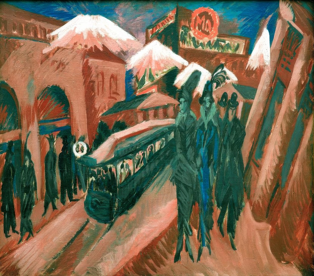 Leipziger Strasse med elektriskt tåg av Ernst Ludwig Kirchner