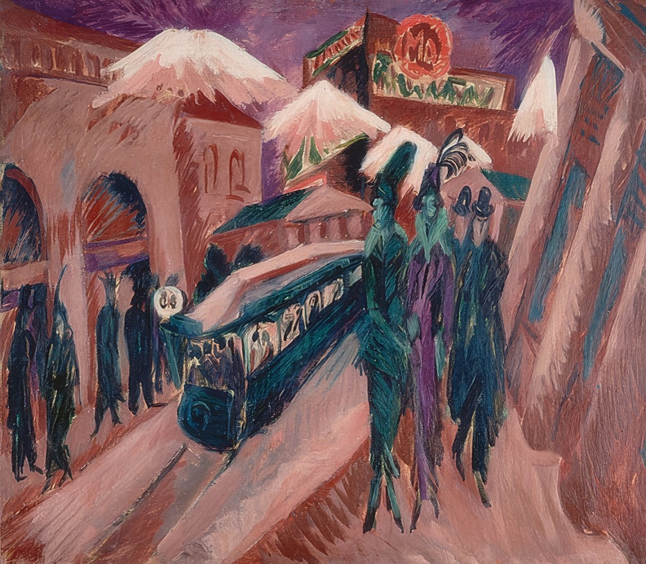 Leipziger Strasse med elektriskt tåg. 1914 av Ernst Ludwig Kirchner