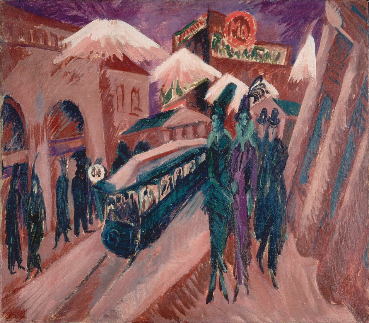 Leipziger Straße med elektrisk spårvagn av Ernst Ludwig Kirchner