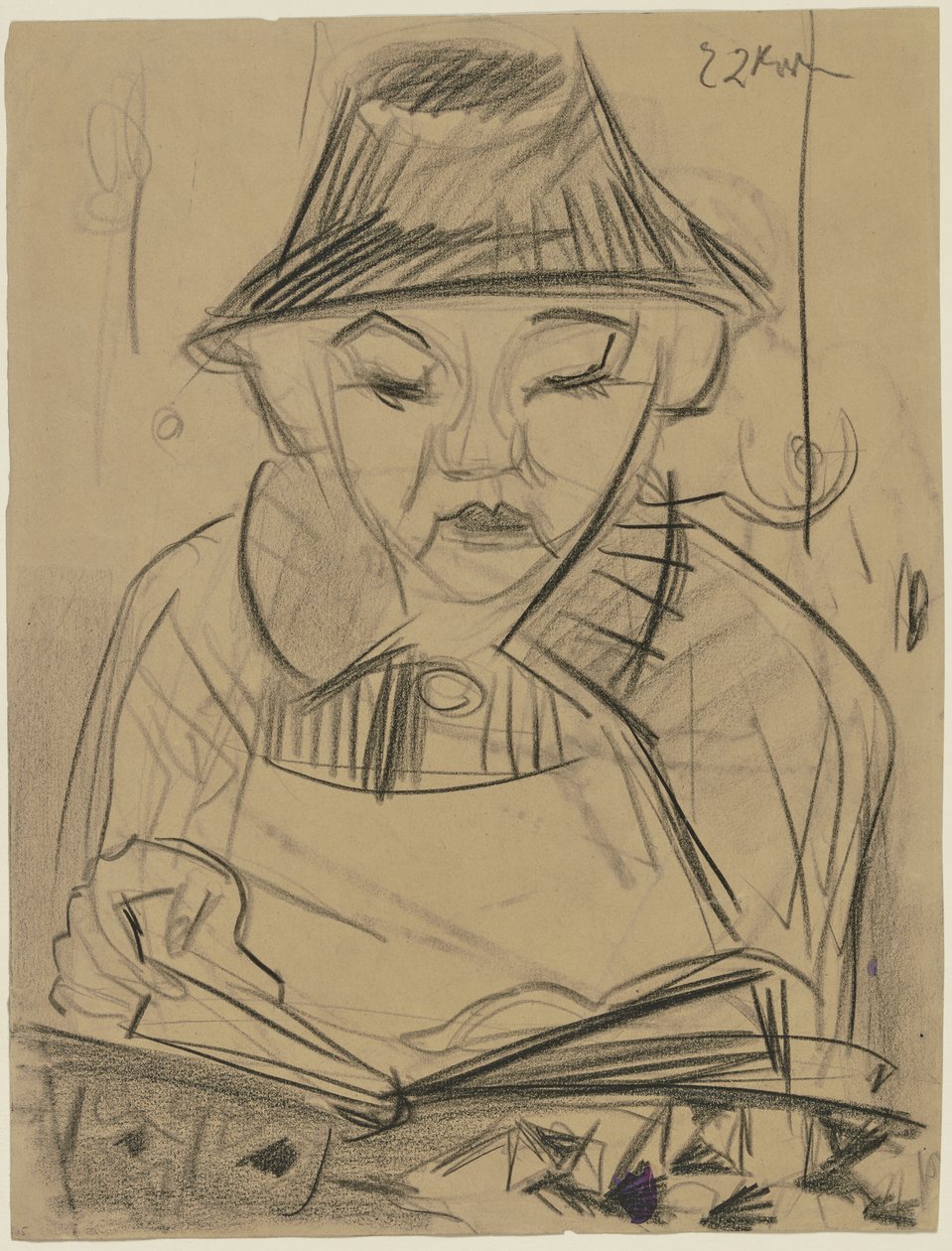 En pojke som läser av Ernst Ludwig Kirchner