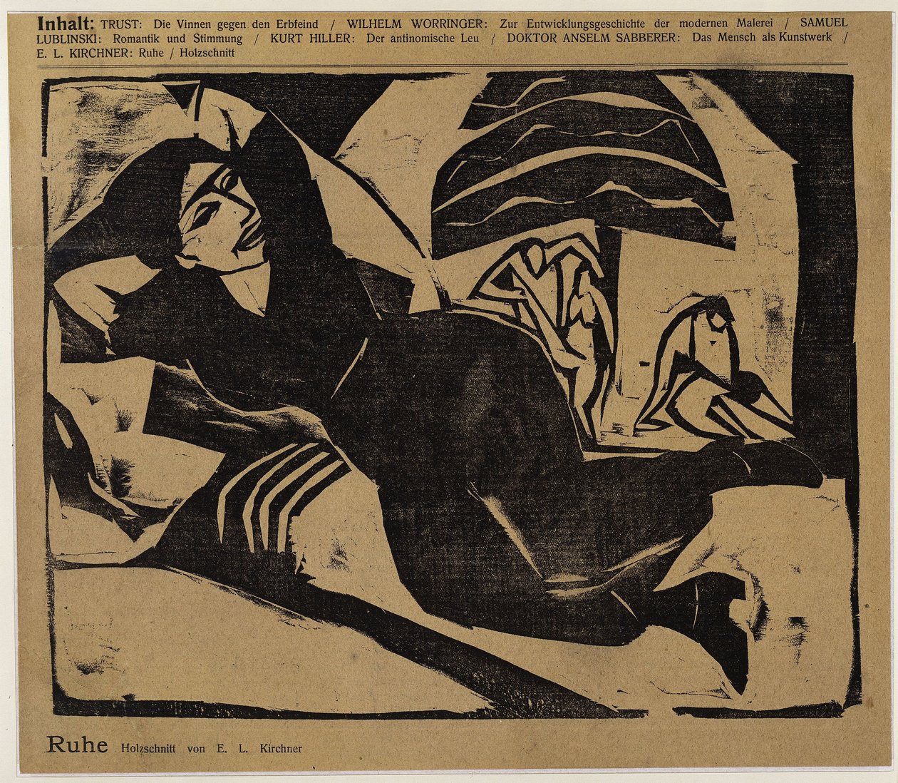 Liggande kvinna (Vila) (ur: Der Sturm ...) av Ernst Ludwig Kirchner