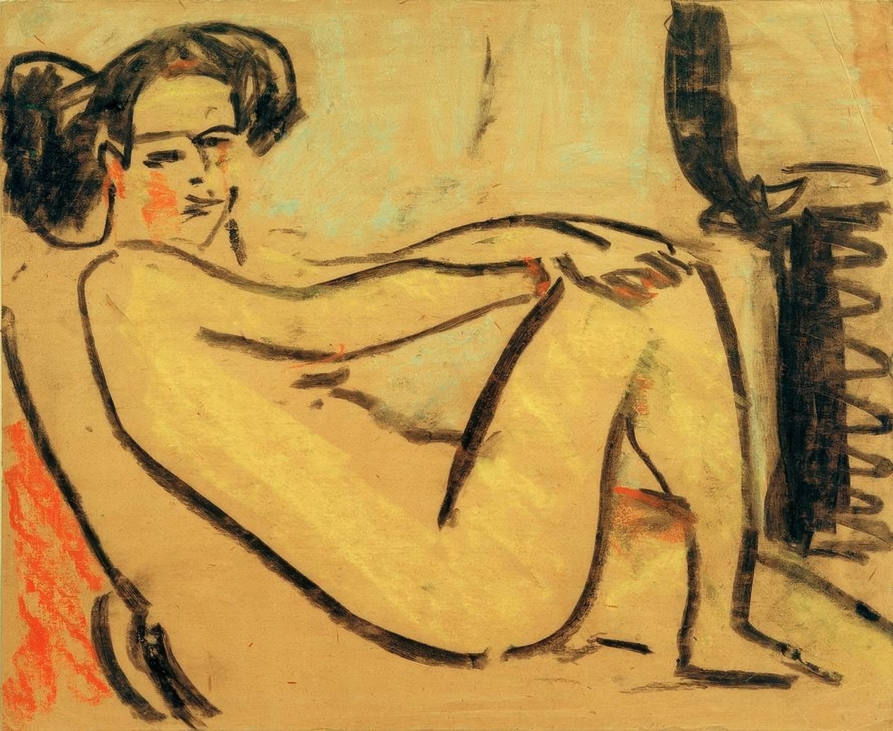 Flicka som ligger vid spisen av Ernst Ludwig Kirchner