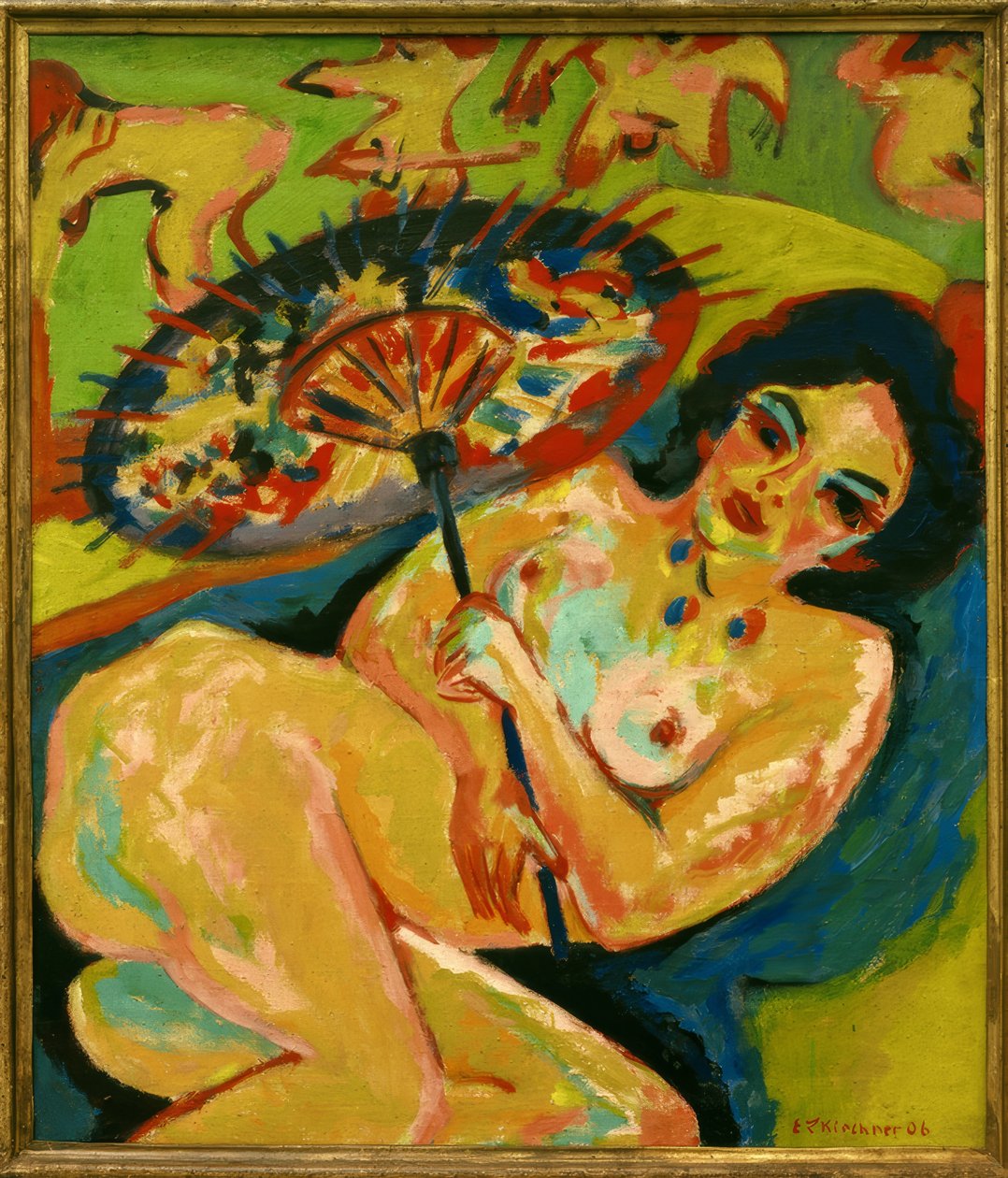 Flickor under ett japanskt paraply av Ernst Ludwig Kirchner