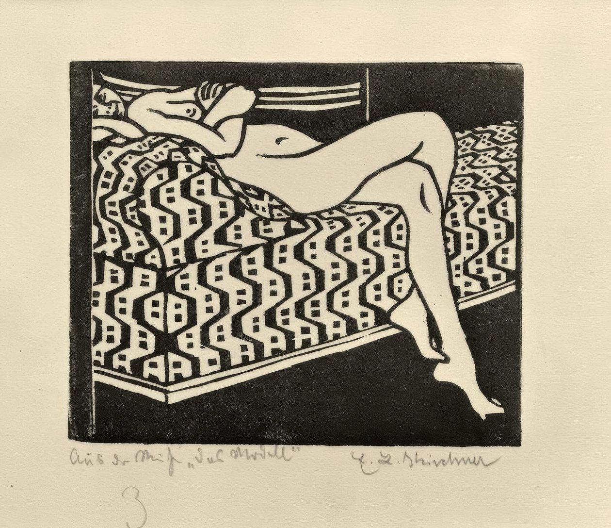 Naken flicka i soffan av Ernst Ludwig Kirchner