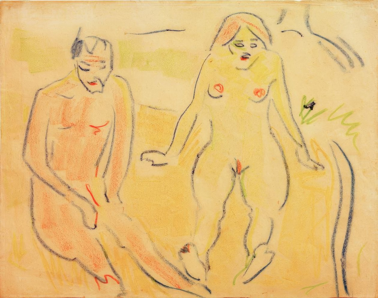 Man och kvinna (sittande på ängen) av Ernst Ludwig Kirchner