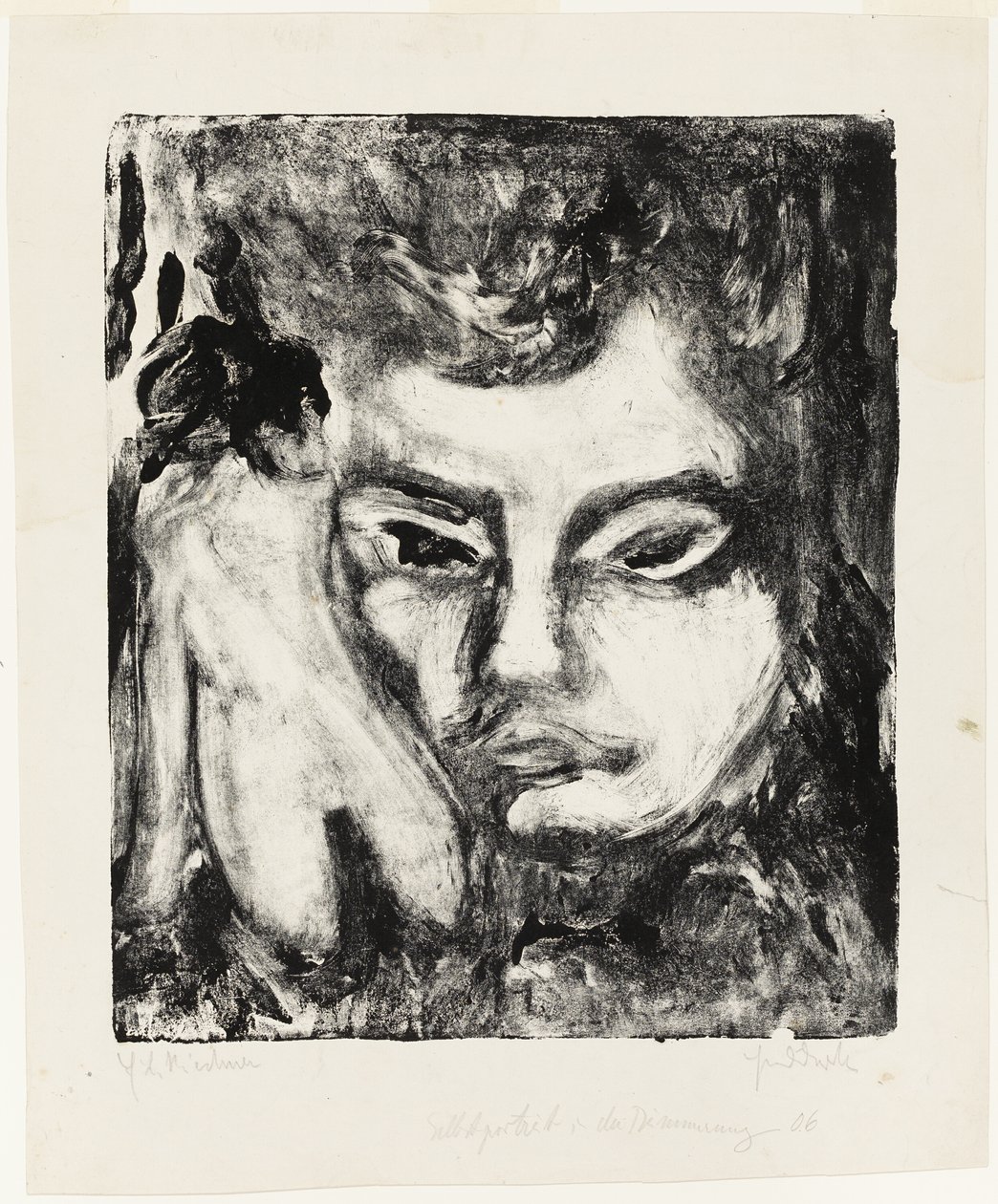 Människohuvud med nakenbild av Ernst Ludwig Kirchner