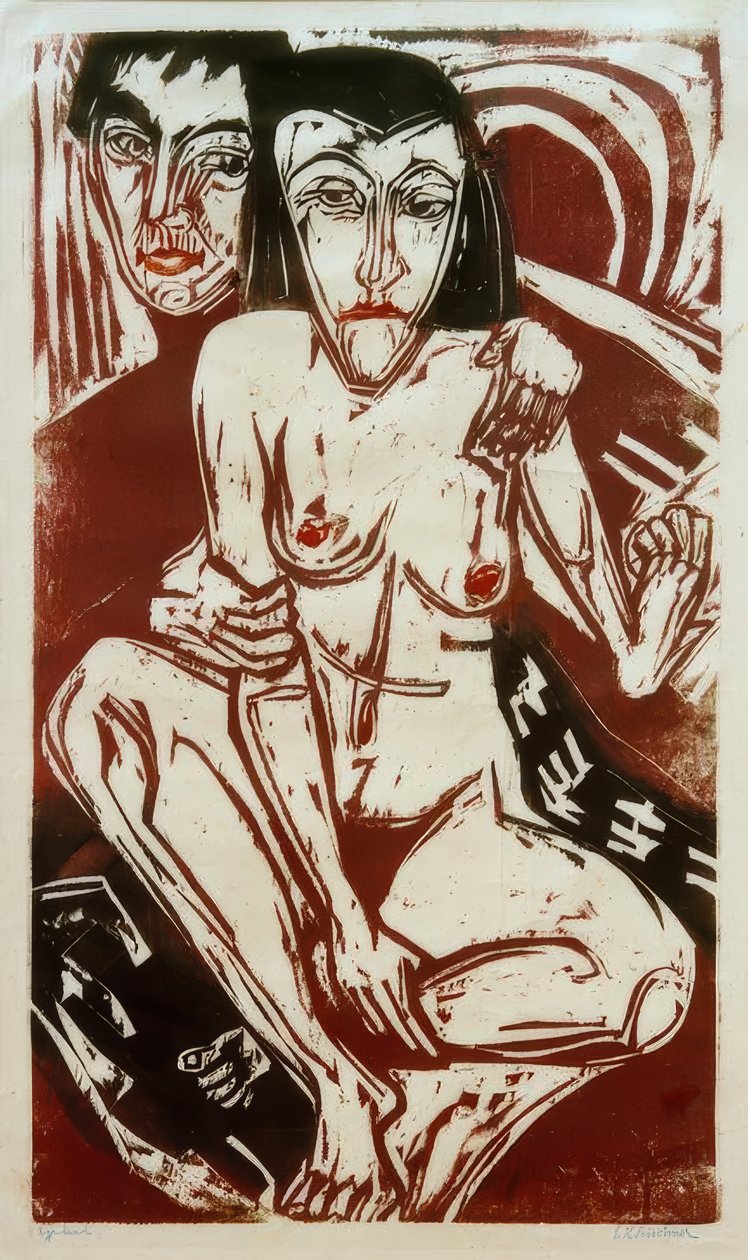 Melankoli (självporträtt med Erna) av Ernst Ludwig Kirchner