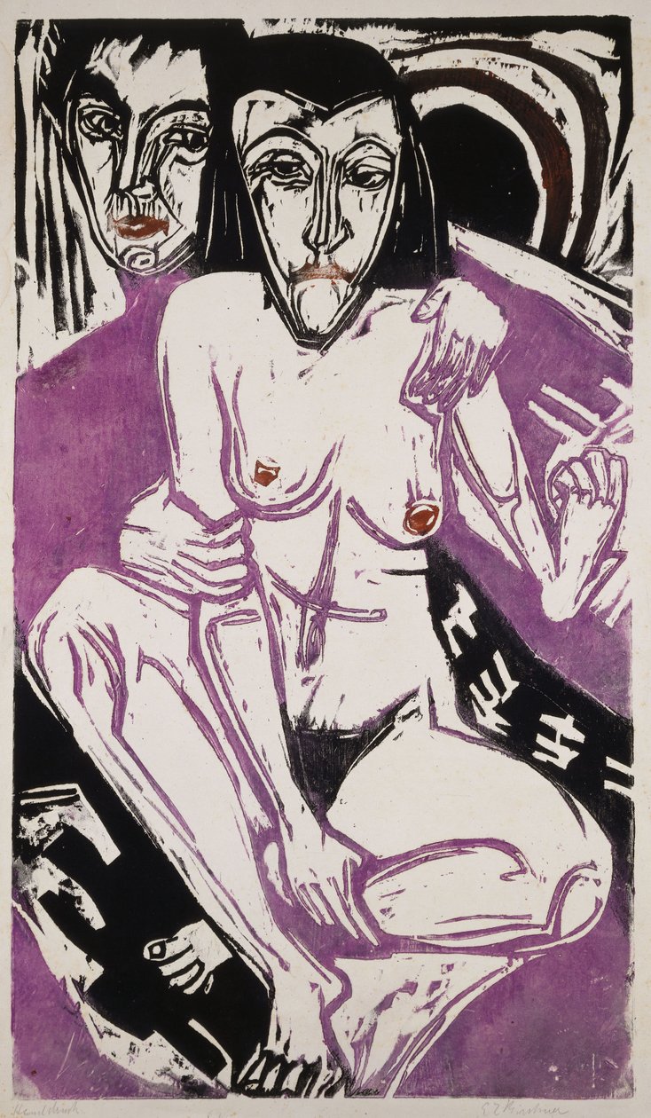 Melankolisk flicka; Melankolisk flicka, 1922 av Ernst Ludwig Kirchner