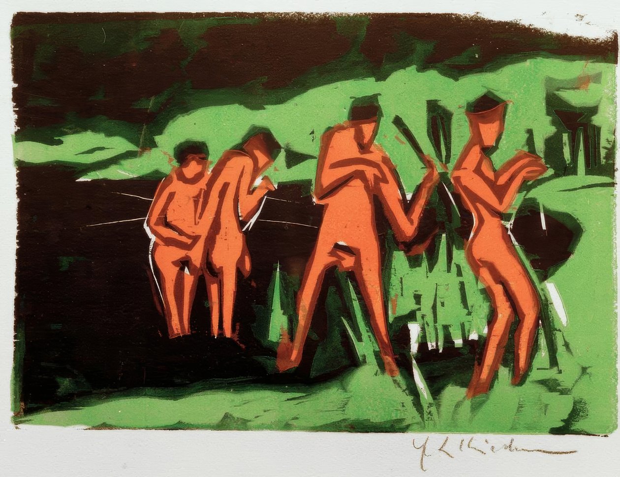 Badgäster som kastar vass av Ernst Ludwig Kirchner