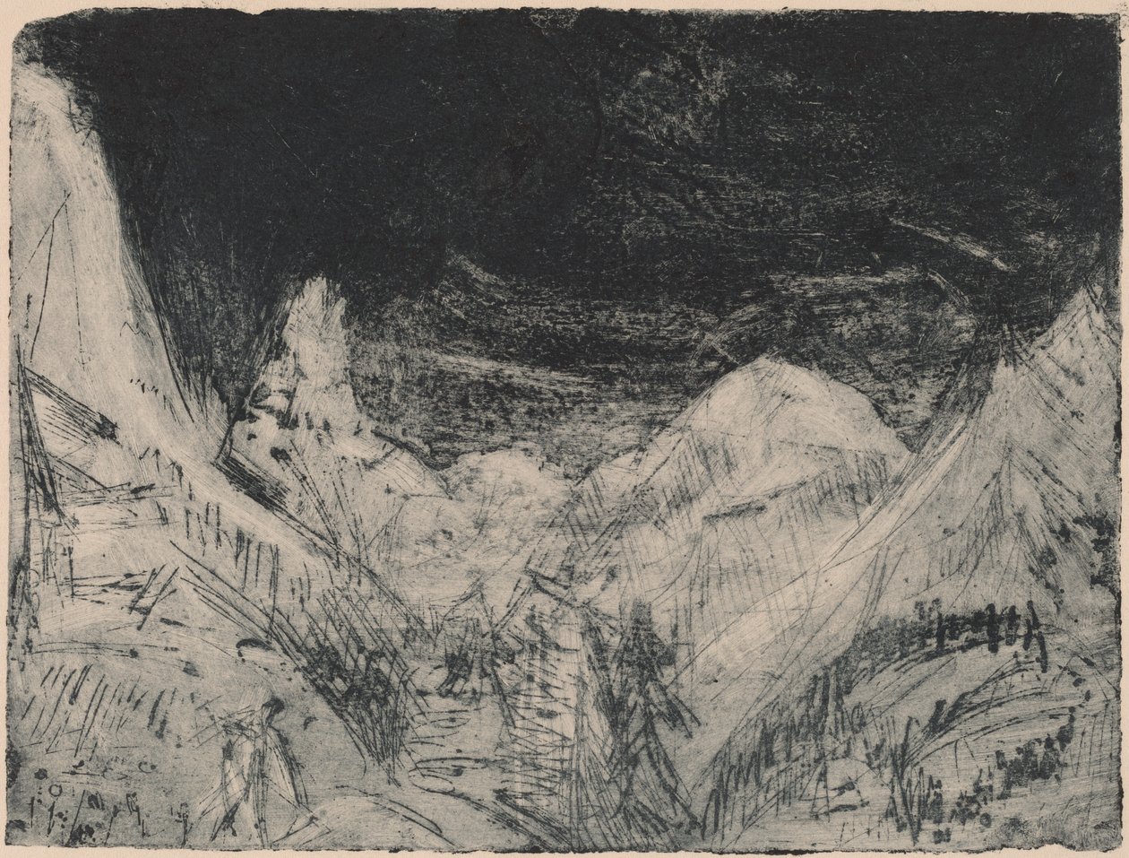 Bergslandskap med små gräsklippare av Ernst Ludwig Kirchner