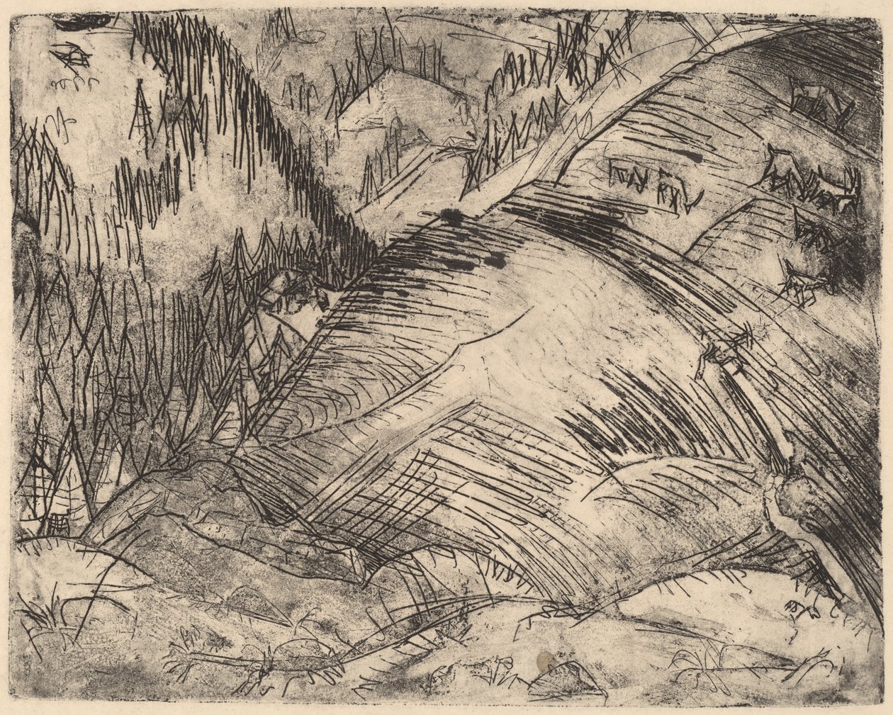 Bergssluttning med getter av Ernst Ludwig Kirchner