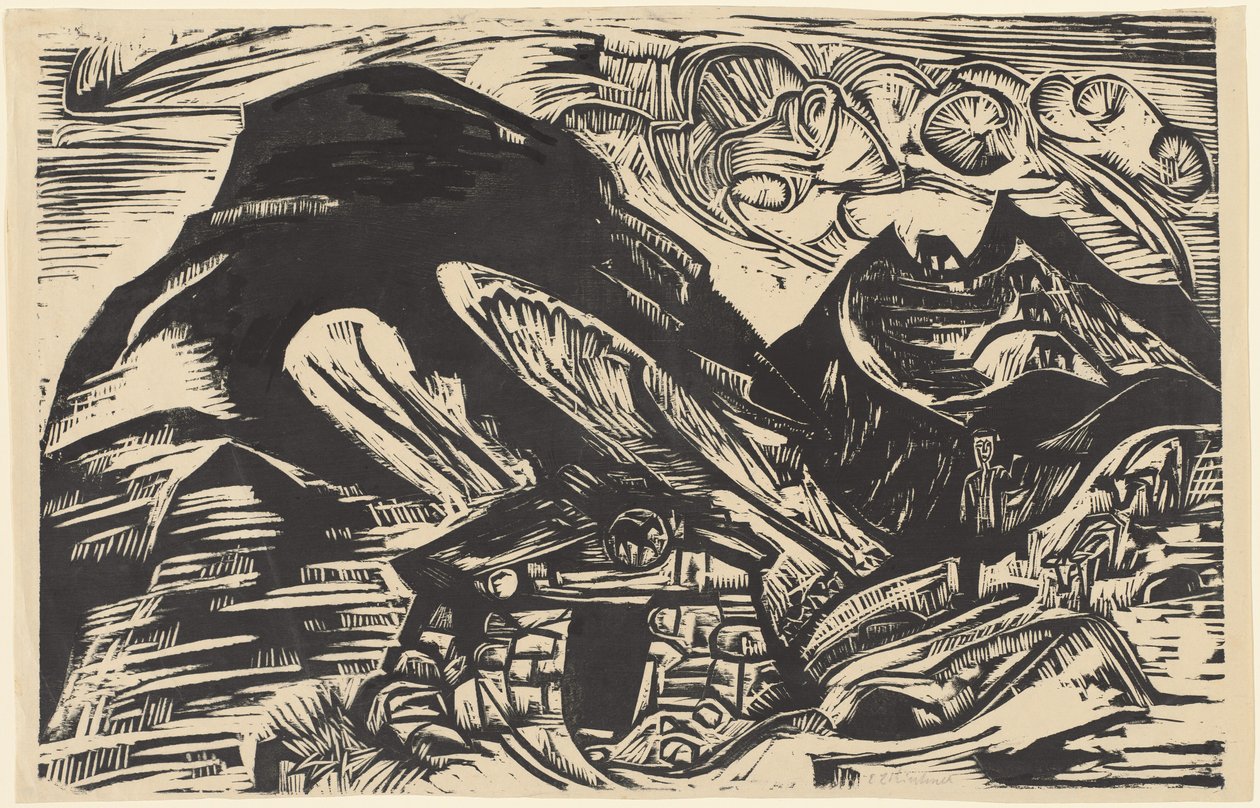 Berg med en fjällstuga av Ernst Ludwig Kirchner