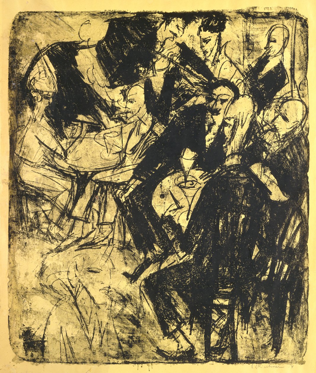 musikrestaurang; Musikrestaurang, 1914 av Ernst Ludwig Kirchner