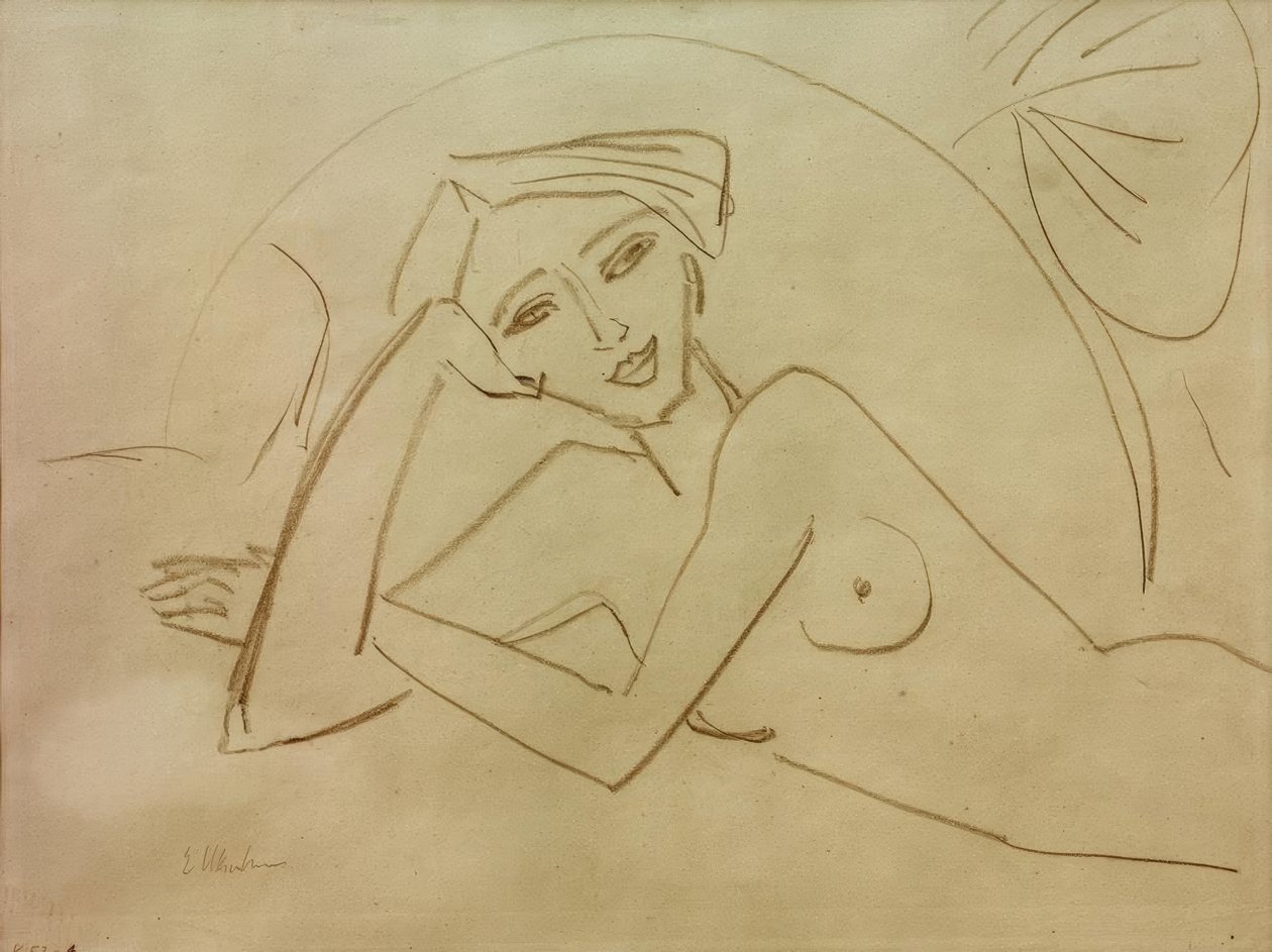 Naken flicka liggande av Ernst Ludwig Kirchner