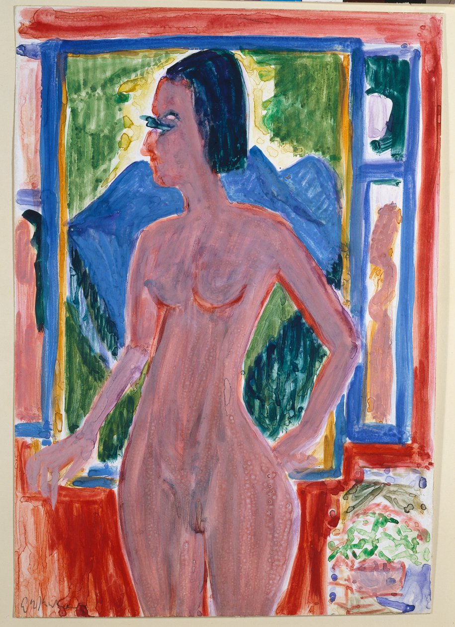 Naken kvinna vid fönstret av Ernst Ludwig Kirchner