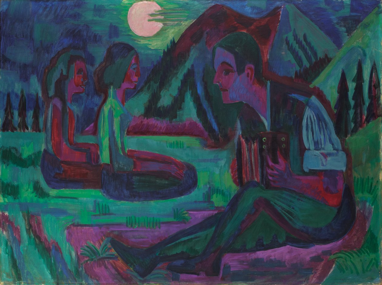 Nattmånen; En dragspelare i månskenet av Ernst Ludwig Kirchner