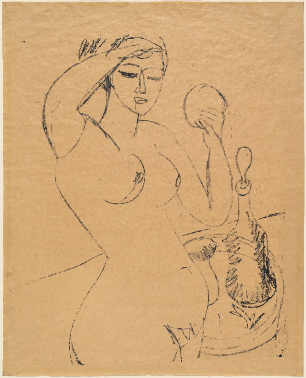 Naken flicka vid hennes toalett av Ernst Ludwig Kirchner