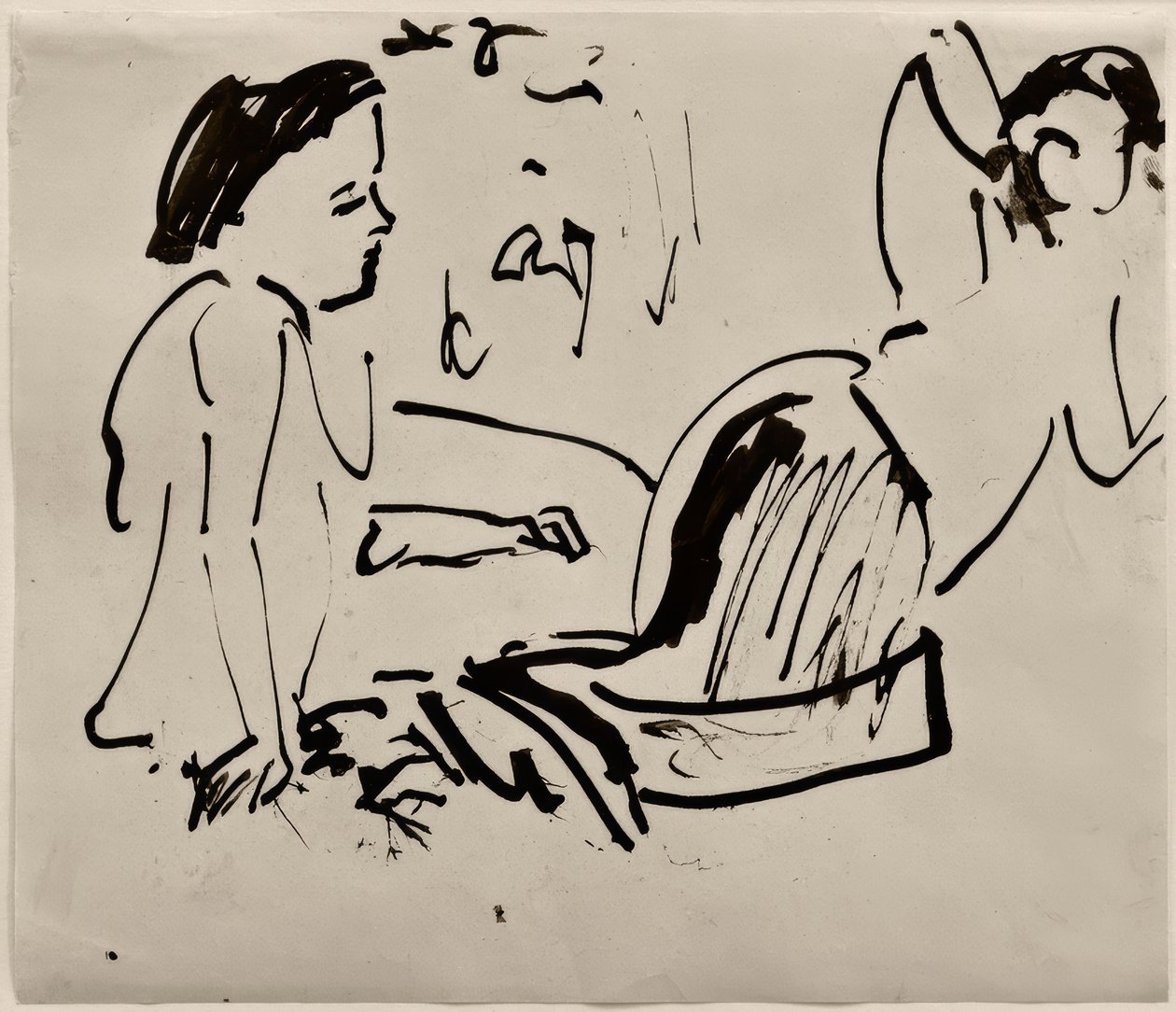 Namnlös (två kvinnor, sittande) av Ernst Ludwig Kirchner