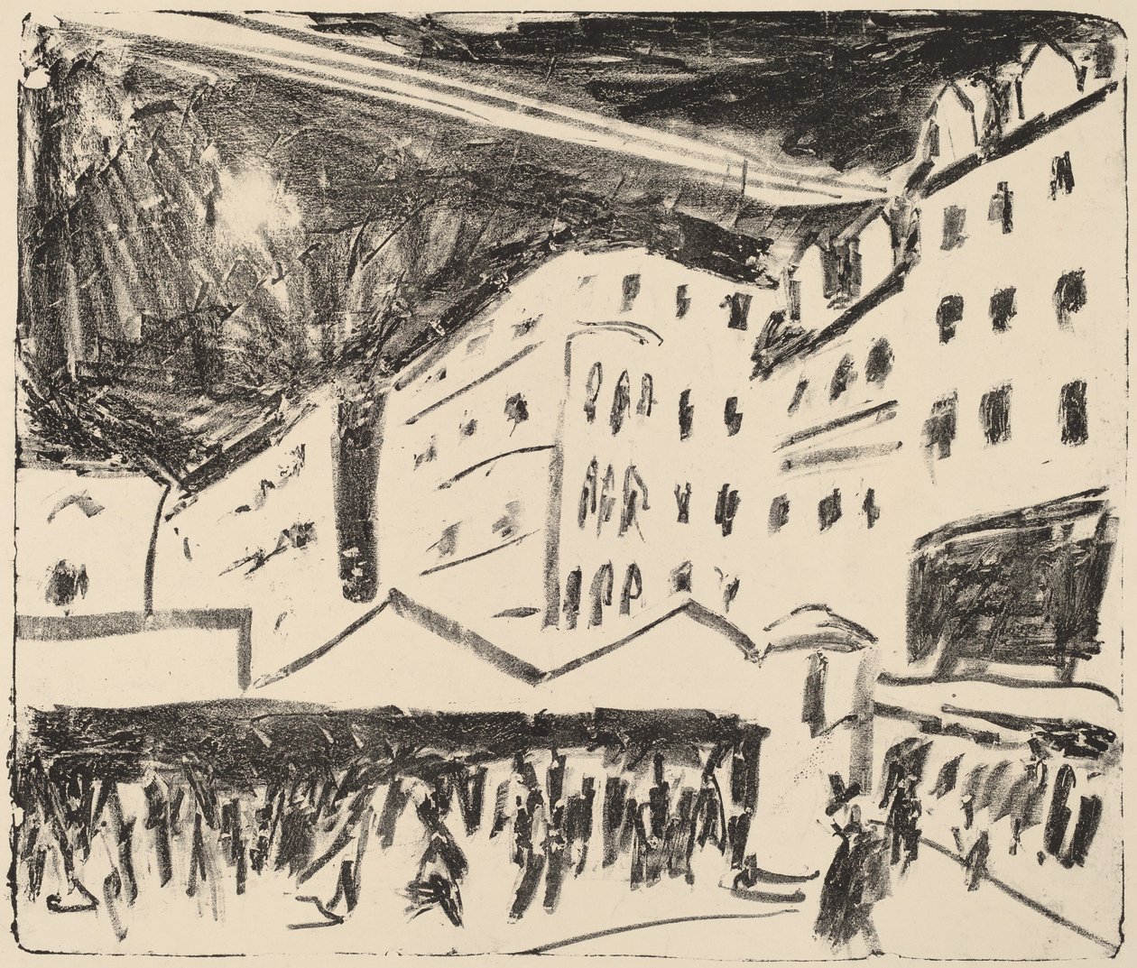 Gamla marknaden i Dresden med årlig mässa av Ernst Ludwig Kirchner