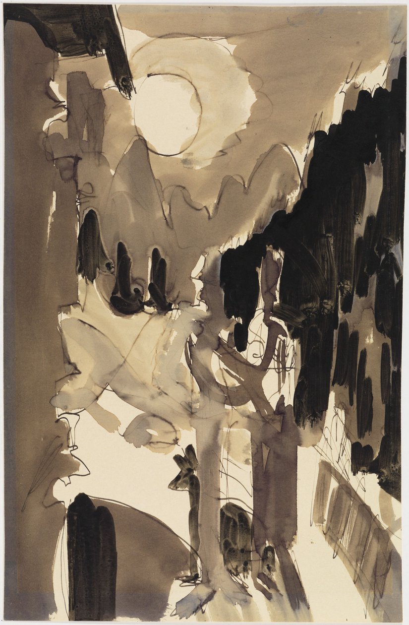 Ett par i månskenet framför huset av Ernst Ludwig Kirchner
