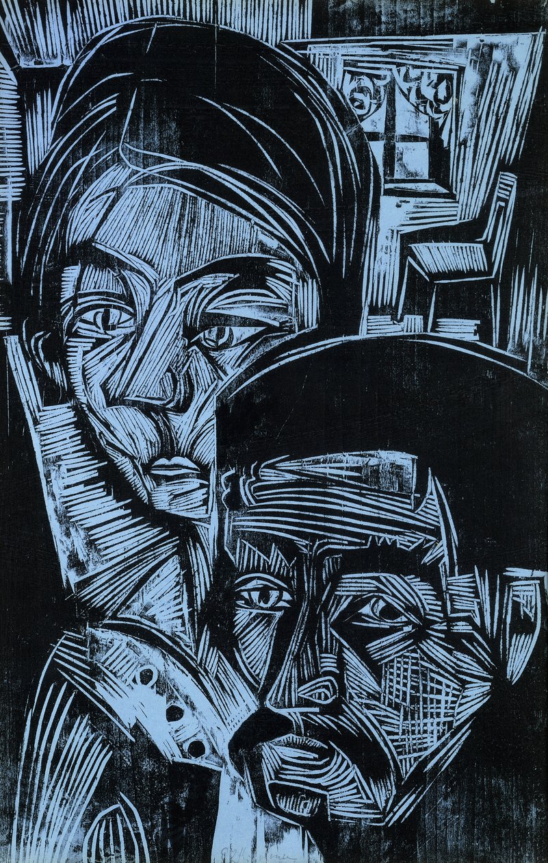 Bondepar i stugan, 1919 av Ernst Ludwig Kirchner