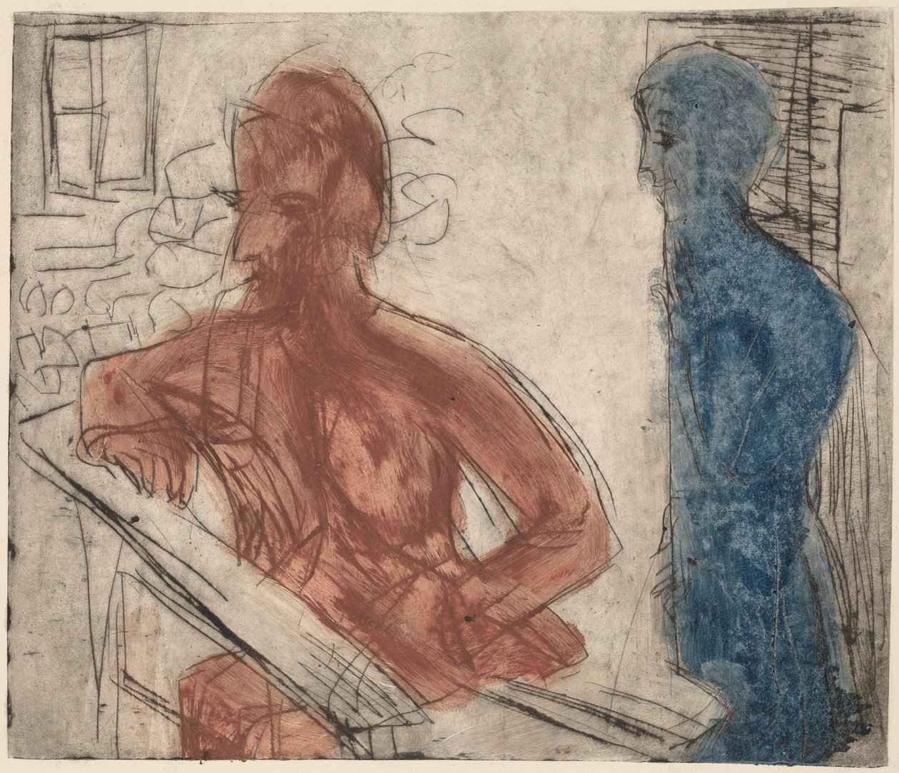 Bonde och flicka av Ernst Ludwig Kirchner
