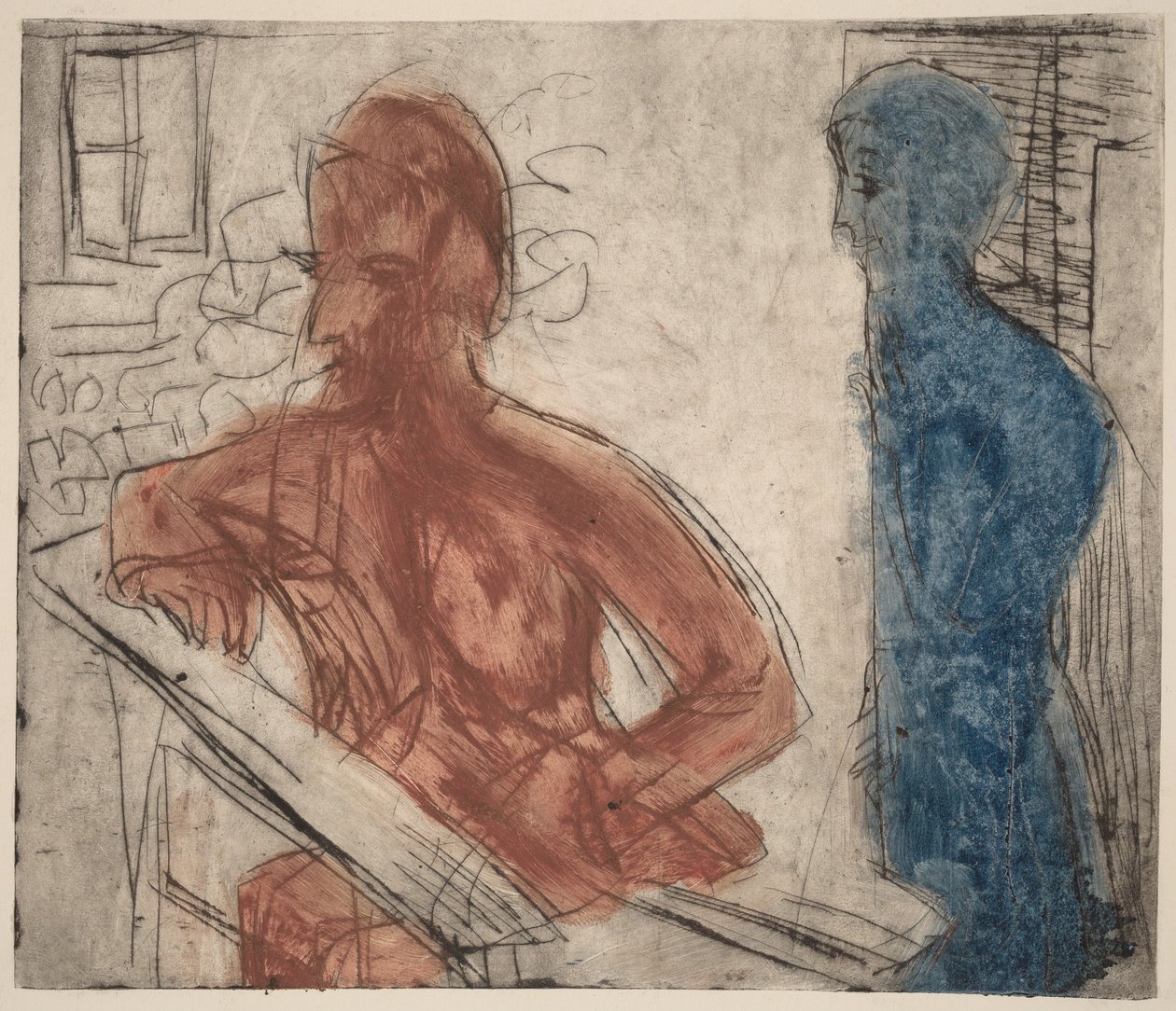 Bonde och flicka av Ernst Ludwig Kirchner