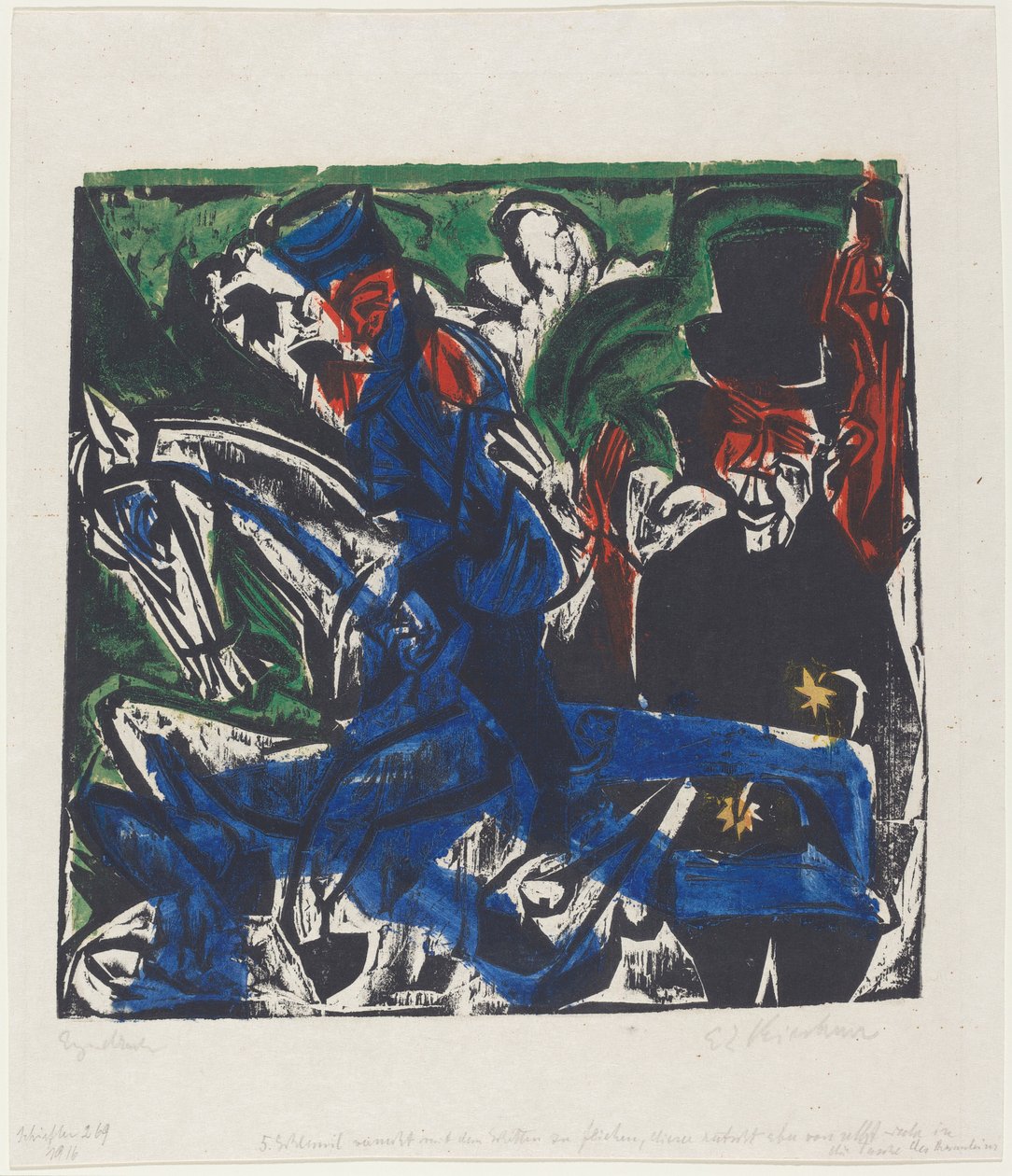 Peter Schlemihls underbara berättelse: Schlemihl möter den lilla grå mannen på vägen av Ernst Ludwig Kirchner